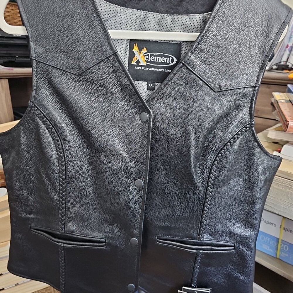 Women's Xelement leather motorcycle vest